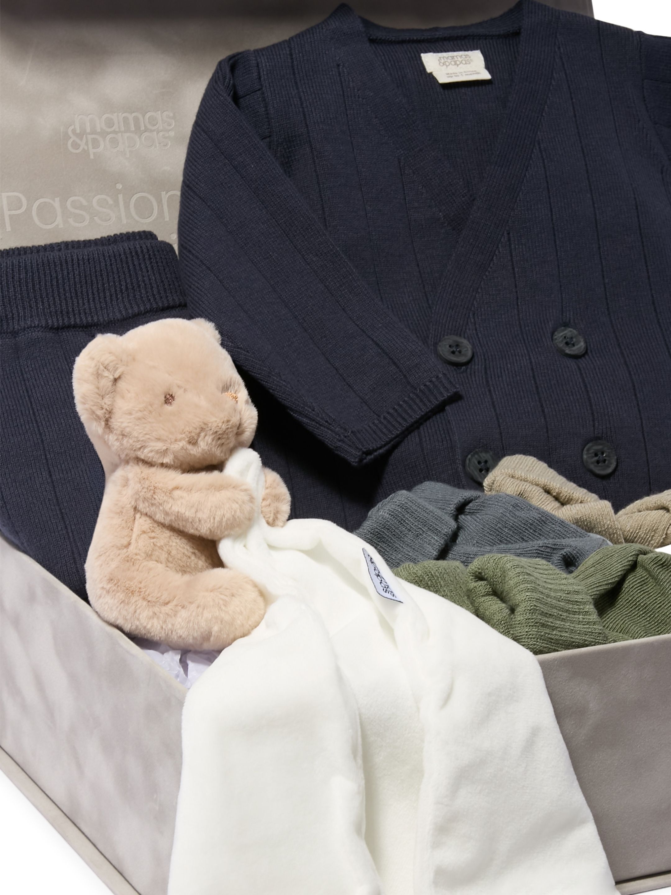 2-Piece Wrap Knit Set Baby Gift Set with Socks & Bear Comforter image number 2